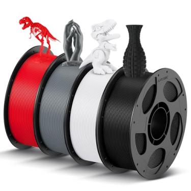 Imagem de ANYCUBIC Pacote de filamento PLA de 1,75 mm RFID, 4 kg preto + branco + cinza + vermelho, 1 kg