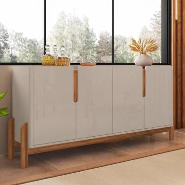 Imagem de Buffet Agnes Off White/Cedro 4 Portas com Detalhe Curvo - CasaH