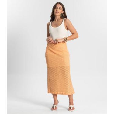 Imagem de Saia Midi Em Tricot Endless Laranja, M, Laranja