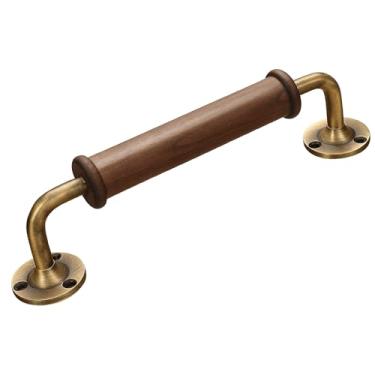 Imagem de 4 peças de bronze latão puxador de madeira para cerca portão porta celeiro armário porta deslizante corrimão interior