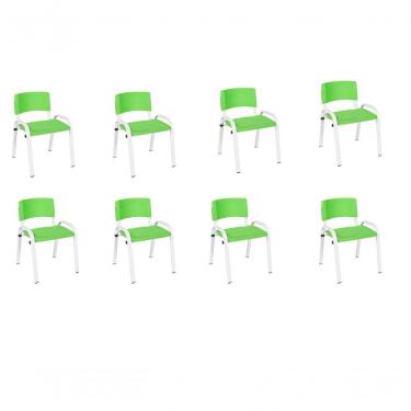 Imagem de Kit 8 Cadeira Iso Infantil Creche, Escola Base Branco Verde Claro