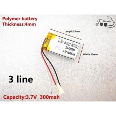 Imagem de 1 Bateria  3 Fios 20mm X 35mm X 4mm 3,7v 300mah 402035 - bgb