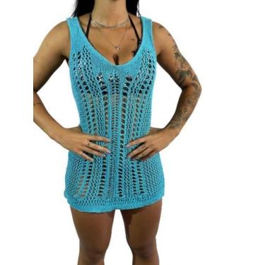 Imagem de Saída Praia Vestido Decote Trabalhada Moda Blogueira R02 - Fanáticos P