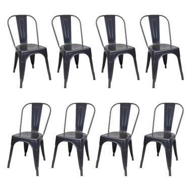 Imagem de Kit 8 Cadeiras Tolix Iron Ferro Preta Fosca Aço Industrial Sala Cozinha Jantar Bar