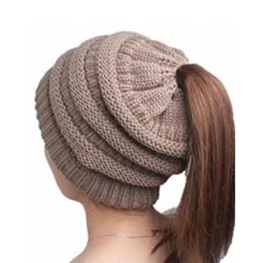 Imagem de Touca Inverno Gorro de Lã Feminina Com Furo Para Rabo De Cavalo - Supr