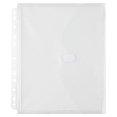 Imagem de JAM PAPER Envelopes de fichário de plástico com 3 furos com fecho de gancho e laço - livreto de letras - 23 x 28 cm com expansão de 2,5 cm - transparente - pacote com 3