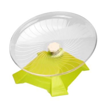 Imagem de Fenteer Roda de corrida para hamster, acessório de gaiola antiderrapante redonda com suporte de rolo, brinquedo silencioso para gerbilos, ratos e pequenos, Verde