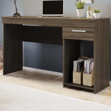 Imagem de Mesa para Computador Bay 1 Gaveta Nogal - Pnr Móveis, Marrom Escuro, M