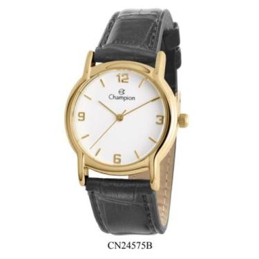Imagem de Relógio de pulso champion cn24575b pulseira em couro caixa dourada