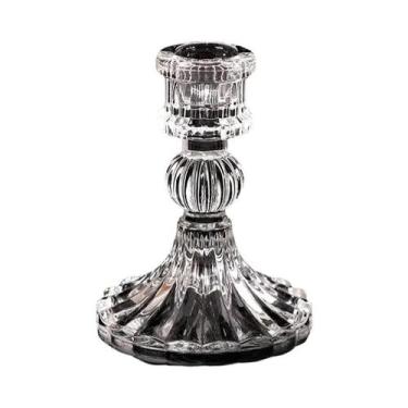 Imagem de Castiçal transparente de vidro vintage, castiçal para jantar, decoraçõ