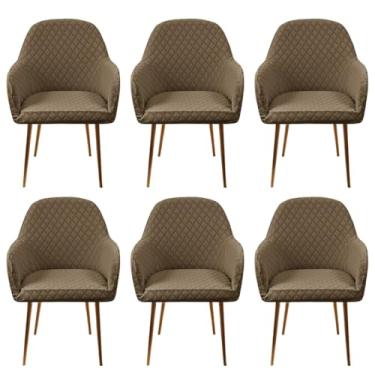 Imagem de Lzyjckh Cadeiras de Jantar com Braço, Capa para Cadeira com Encosto Curvo de Alta Elástica, Protetor para Cadeira de Cozinha, para Decoração de Casa, Sala de Estar e Escritório,Coffee,6PCS