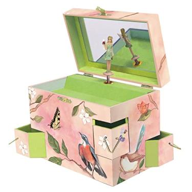 Imagem de Enchantmints Caixa de joias musical Fairy & Birds para meninas gira para o Lago dos Cisnes, 4 gavetas para armazenamento de tesouros