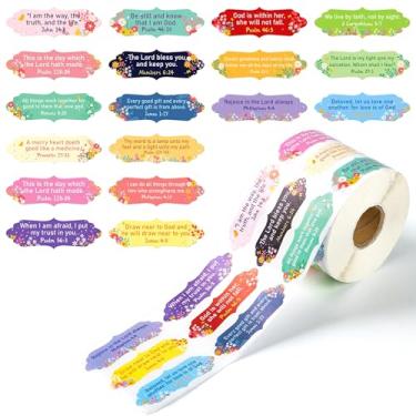 Imagem de YHNTGB 1400 pçs adesivo de versículo bíblico escritura adesivo inspirador etiqueta fé religiosa autoadesivo bíblica escritura adesivos para selagem de envelopes, álbuns, garrafas, selos, presente