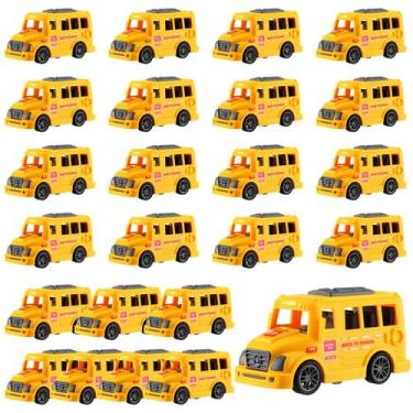 Imagem de Toy School Bus Blueweenly Mini, plástico amarelo de 9,9 cm, 24 unidade