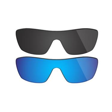 Imagem de Fiskr Lentes de reposição polarizadas anti-água salgada para óculos de sol Oakley Batwolf, embalagem com 2 peças, Preto e azul, Standard