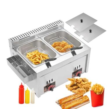 Imagem de KKSOUFX Fritadeira Comercial,Fritadeira De Grande Capacidade De 6 L/16 L, Fritadeira Com Controle De Interruptor Independente, Controle De Temperatura De 50 A 380 °C