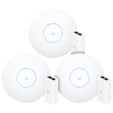 Imagem de 3 Roteadores Wi-Fi 6 Access Point 3.0 Gbps + 3 Injetores PoE  3 U6+ Ub