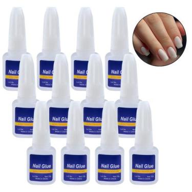 Imagem de 12 Un Cola Para Unhas Com Pincel Aplicador Postiça Tips Alongamento - 
