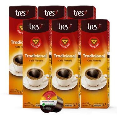 Imagem de 6x Cápsula de Café Tres 3 Corações Filtrado Tradicional 10 Unidades, F