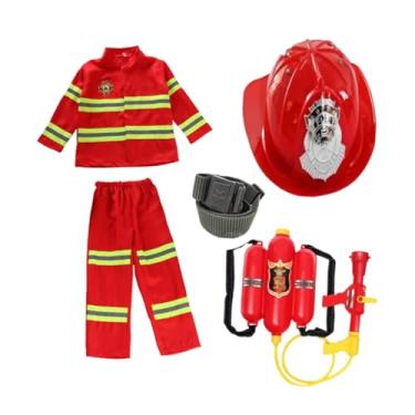 Imagem de Vaveren Fantasia Infantil de Bombeiro com Cinto Uniforme para Festa Aniversário Carnaval