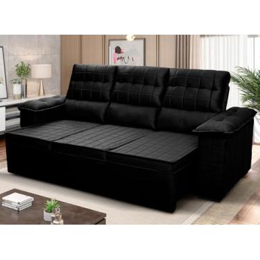 Imagem de Sofá Retrátil Reclinável 4 lugares com molas 2.30m Quantum Suede Velut Preto - King House