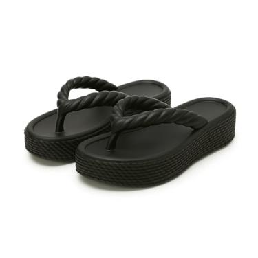 Imagem de Chinelo Nuvem Feminino，Chinelo Feminino Nuvem 4 TrançAs Branco Preto Rose(PRETO-TRANÇA,numeric_34)