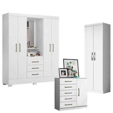 Imagem de Guarda Roupa Solteiro Paris 2045150 com Armário Multiuso 2 Portas New 