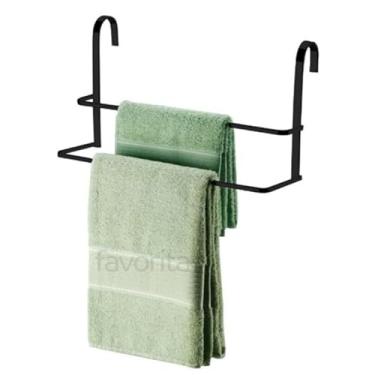 Imagem de Toalheiro Duplo Para Toalheiro Aço Inoxidável Resistente E Durável Ideal Para Banheiro E Cozinha(preto)