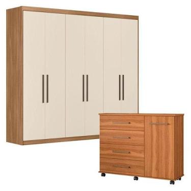 Imagem de Cômoda Flora E Guarda Roupa Casal Venice 62480 Amendola Touch Off Whit