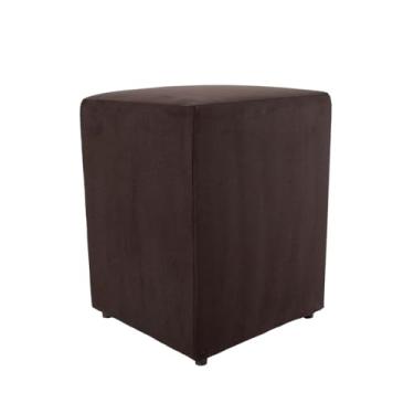 Imagem de Puff Decorativo Cubo Banqueta Tecido Macio Madeira (Marrom)