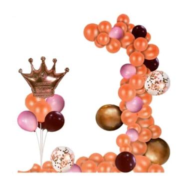 Imagem de 44 Balões Bexiga Guirlanda + Coroa Metalizada + Fita Arco(Rose)