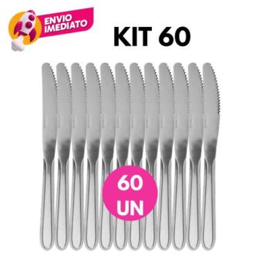 Imagem de Kit Faca Mesa Jogo Talher Inox Jantar Refeição Dia a Dia Bar Boteco Re