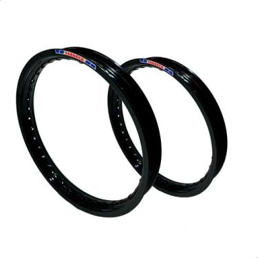 Imagem de Jogo De Aro Alumínio Bros 125 150 160 Preto 19x1.85 17x2.15