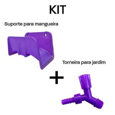 Imagem de Kit Suporte Para Mangueira + Torneira de Jardim - Taivi, Roxo