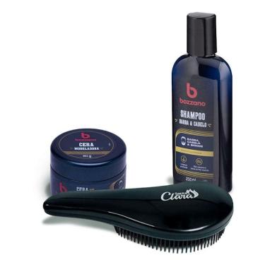 Imagem de Kit Shampoo Bozzano Barba E Cabelo 200ml + Cera Capilar Bozzano 80g + Escova De Cabelo Santa Clara