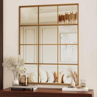 Imagem de Antok Espelhos decorativos para decoração de parede, 76.2 cm x 101.6 cm Espelho decorativo de parede espelhos de janela pretos espelho decorativo montado na parede para sala de estar, sala de jantar