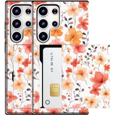 Imagem de MUQR Capa compatível com Samsung Galaxy S23 Ultra com suporte de cartão fofo - Capa tipo carteira robusta com design Kawaii, proteção contra quedas de grau militar para mulheres (flores brancas de