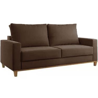 Imagem de Sofá Felicia em Linho 2 Lugares Com Almofadas Soltas 180cm Viero Cor Marrom
