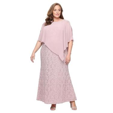 Imagem de S.L. Fashions Vestido feminino plus size longo de lantejoulas renda com contas capelet mãe da noiva, vestido formal de noite, Blush, 52