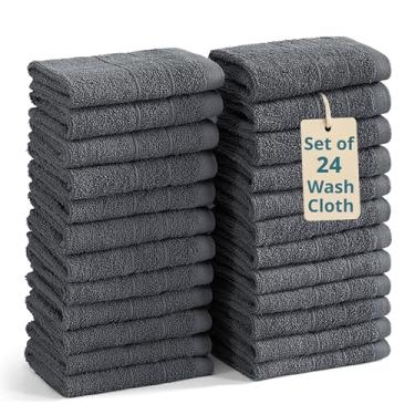 Imagem de Casa Platino Conjunto de 24 panos de lavagem - Qualidade de spa e salão de beleza - Toalhas de rosto 100% algodão fiado em anel - Toalhas de rosto macias e ultra absorventes para corpo, beleza, casa