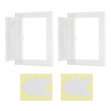 Imagem de PATIKIL Painel de acesso para drywall 20 x 15 cm, 2 conjuntos de plástico ABS capa de orifício de parede porta de acesso com fita dupla face para parede teto elétrico, branco
