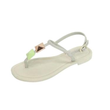 Imagem de Sandália Salomé Rasteira Feminina SPIKES Miss Miss 50040, Off, 35