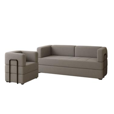 Imagem de Kit Sofá e Poltrona na Caixa Modular Roberta Para a Sala