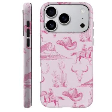 Imagem de DAIZAG Capa compatível com F5XJ Pro, capa à prova de choque para mulheres e meninas, chapéu de cowboy rosa vintage cavalos cactos