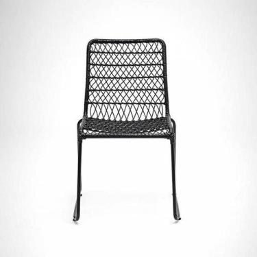 Imagem de Cadeira Trama Ski Aço Carbono Preto e Junco Sintético Preto - Datelli 