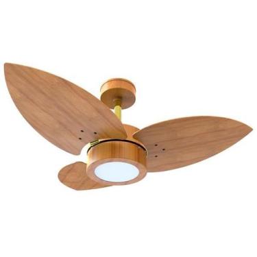Imagem de Ventilador de Teto Lótus Madeira 3 Pás LED 3000K Dourado/Freijó 110V +