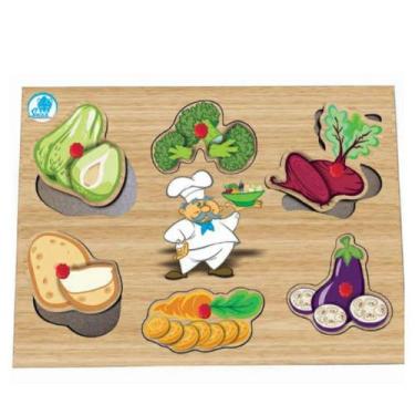Imagem de Quebra Cabeça com Pinos  Legumes Brinquedo Educativo - Simque