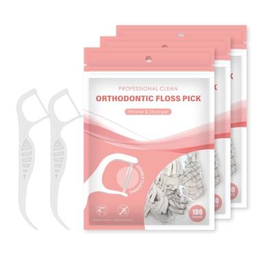 Imagem de Fio dental ortodôntico para aparelhos, 300 palhetas de fio dental ortopédico para dentes apertados para adultos e crianças, cabe sob o arco, fio dental em menos de um minuto, melhores ferramentas de