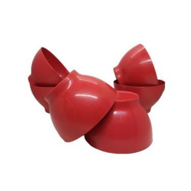 Imagem de Cumbuca Bowl P/ Caldos Sopa 700ml Plástico Servir Buffet 10 Peças Verm