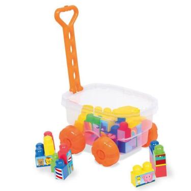 Imagem de Carrinho De Puxar Didático Com Blocos Para Montar - Cotiplas - Cotiplá